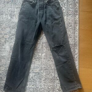 Topshop Men's Dark Gray Straight Jeans